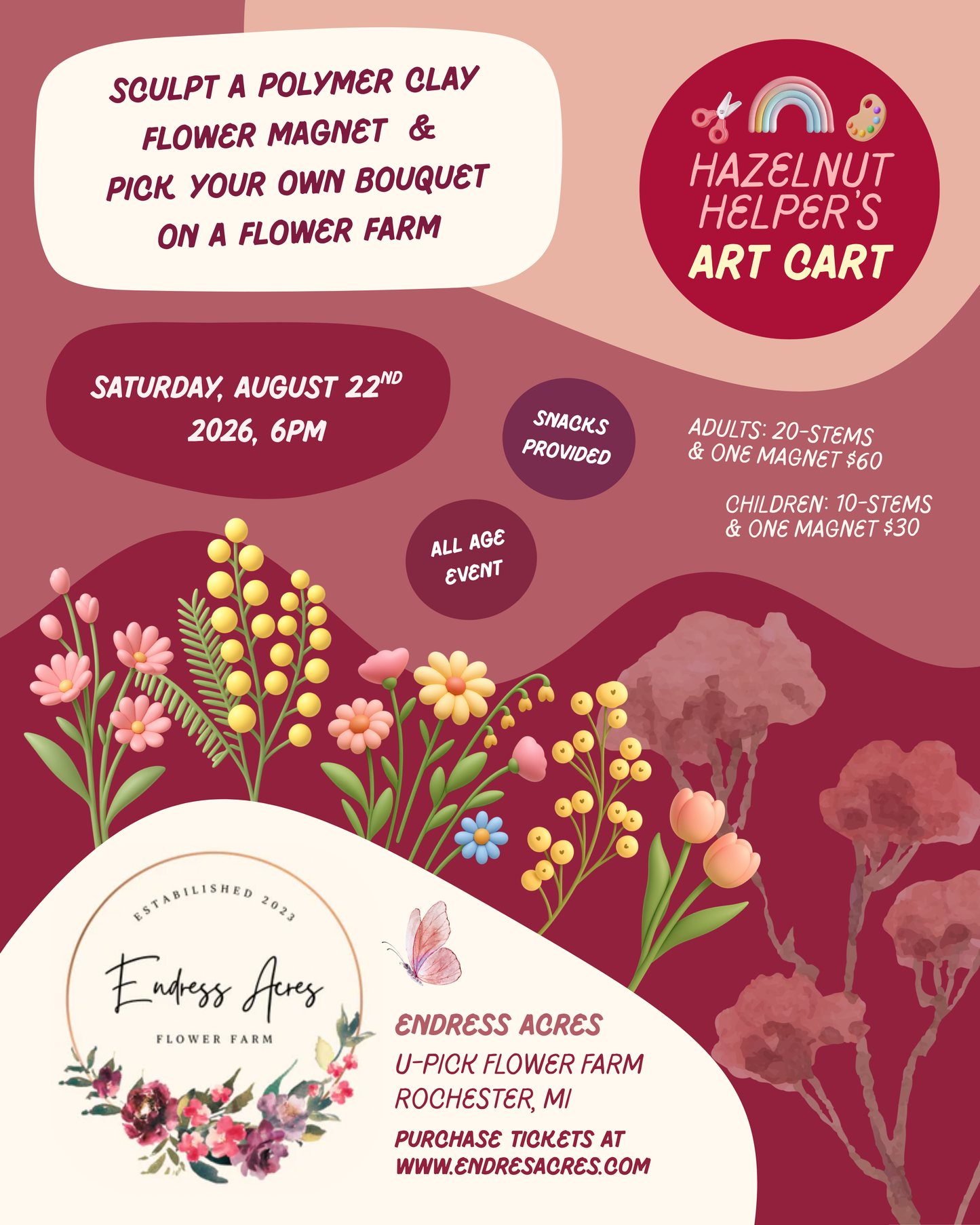 U-Pick and Clay Magnet Making Class - Adult Ticket